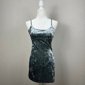 Y2K Womens Mini Dress Small Blue Crushed‎ Velvet Strappy Coquette Whimsigoth